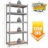 BuxWellBang 36" W x 16" D x 71" H Storage Shelves - 5 Tier Adjustable Garage Shelving Unit, Metal Standing Shelf Utility Rack Organization for BuxWellBang