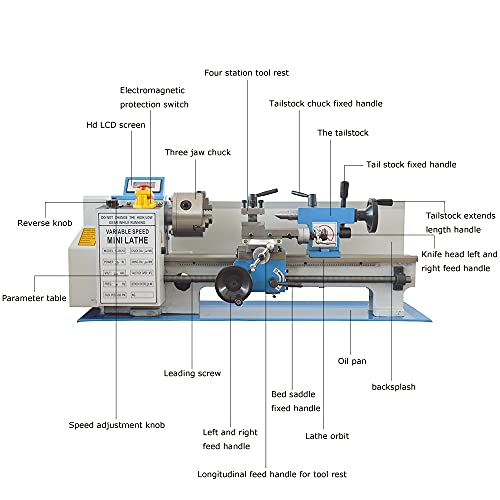 INTBUYING Mini Metal Lathe Machine 7''x14'' Benchtop Lathe Machine Precision Hobby DIY Table Lathe Horizontal Metalworking Wood Lathe Machine