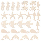 ARTIBETTER 28Pcs Unfinished Wood Cutouts Ocean Animals Wooden Paint Crafts for Kids Home Decor Ornament DIY Craft Art Project Octopus Shark Whale ARTIBETTER