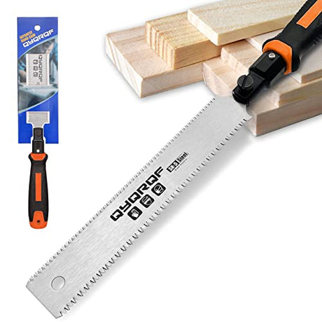QYQRQF Japanese Hand Saw, 7 Inch Flush Cut Saw Double Edge Sided Pull Saw for Woodworking (Orange) QYQRQF