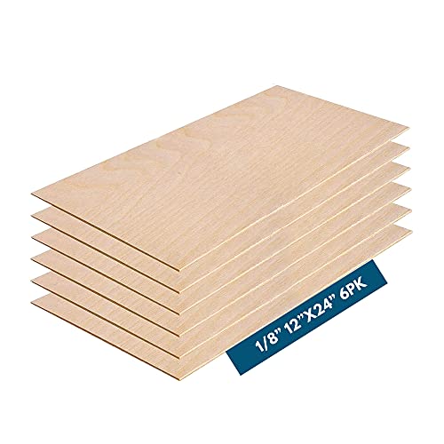 3MM 1/8" x 12" x 24" Baltic Birch Plywood – B/BB Grade (6pk) Perfect for Arts and Crafts, School Projects and DIY Projects, Drawing, Painting, Wood