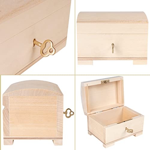 Creative Deco Small Wooden Jewelry Box | Lockable Storage Box with Lock & Key | 4.17 x 2.95 x 2.95 in | Plain, Unpainted & Unfinished | Keepsake Creative Deco