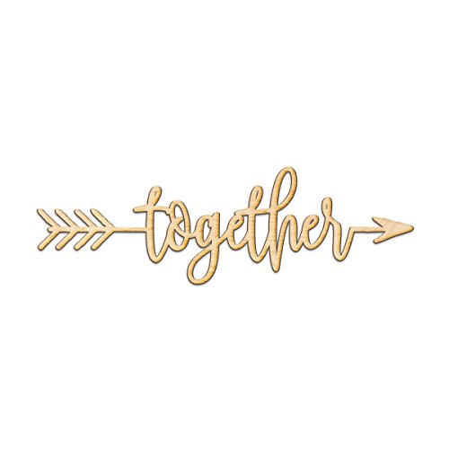 Together Right Arrow Wood Sign Home Decor Wall Art Hanging Rustic Unfinished 12" x 4"