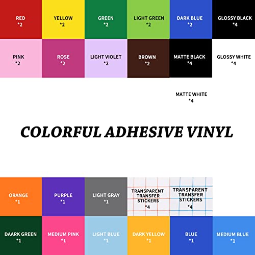 UCEC Removable Vinyl Sheets, Matless Cutting, 52 Pack, Compatible with Cricut Maker 3/Explore 3, 22 Colors, 13"x12" Self Adhesive Vinyls Sheets, for DIY Projects, for Scrapbooking Cup Decoration