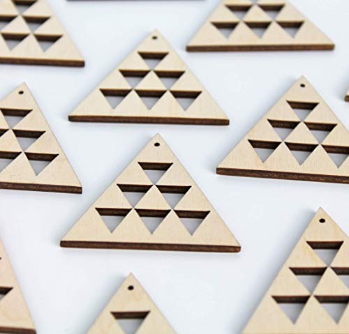 ALL SIZES BULK (12pc to 100pc) Unfinished Wood Wooden Triangle Frame Laser Cutout Dangle Earring Jewelry Blanks Charms Ornaments Shape Crafts Made in Texan Wood Crafts