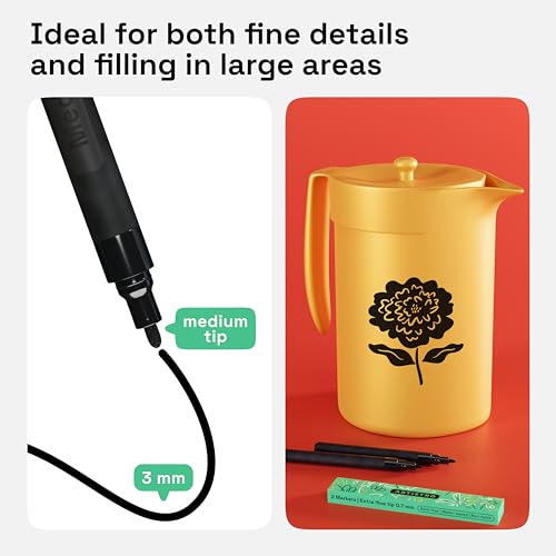 ARTISTRO 2 Black Acrylic Paint Pens for Rock Painting Ceramic Wood Glass Metal Plastic - 3mm Medium Tip Paint Markers Ideal for Labeling DIY Crafts ARTISTRO