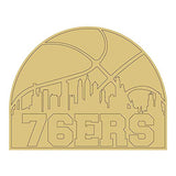 76ers Sky Line Design by Lines Cutout Unfinished Wood Sports Fan Door Hanger MDF Shape Canvas Style 1 Art 1 (6") Diverse Woodworking