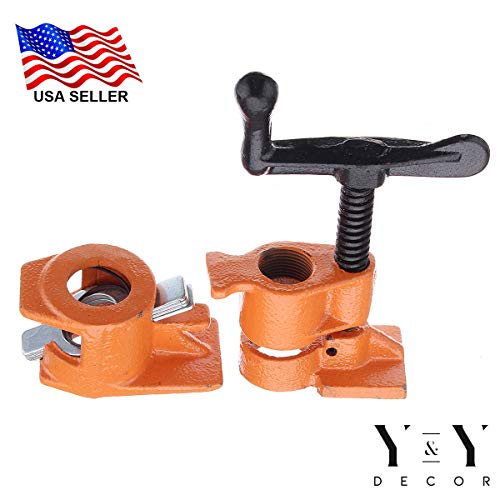 Y&Y Decor 4 PACK 3/4" Wood Gluing Pipe Clamp Set Heavy Duty PRO Woodworking Cast Iron Y&Y Decor