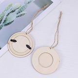 SUPVOX Wedding Decor 10pcs Mini Round Photo Frame Unfinished Wooden Picture Frame with Hanging Rope for DIY Crafts Home Bedroom Living Room Wedding SUPVOX