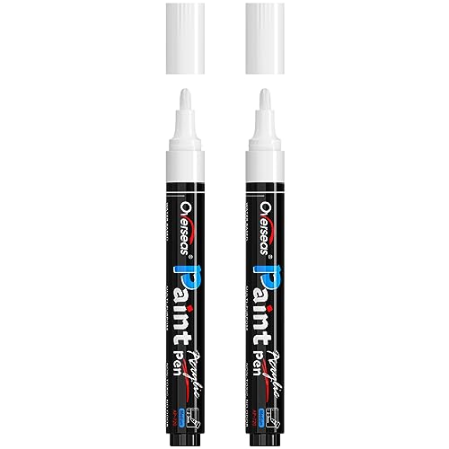 Overseas White Paint Pens Paint Markers - Permanent Acrylic Markers 2 Pack, Water Based, Quick Dry, Waterproof Paint Marker Pen for Rock, Wood, - WoodArtSupply