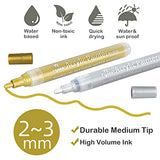 VHEONET Acrylic Paint Pens, 12 Pack (3 Black 3 White 3 Gold 3 Silver) 3mm Permanent Painting Markers DIY Craft for Rock Ceramic Glass Wood Plastic VHEONET