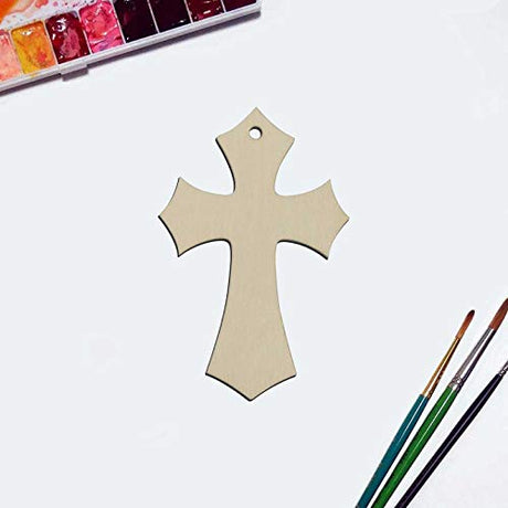 20pcs Wooden Cross Hanging Ornaments Cross Shaped Wood DIY Crafts Cutouts with Hole Hemp Ropes Gift Tags for Wedding Birthday Halloween Christmas Creaides