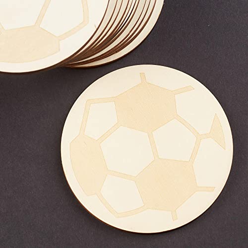 Pack of 24 Unfinished Wood Soccer Ball Cutouts by Factory Direct Craft - Blank Wooden Sports Team Banquet Mascot Cheerleader Art and Craft Activities Factory Direct Craft