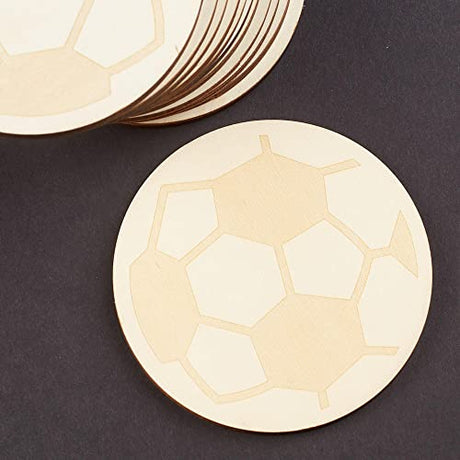 Pack of 24 Unfinished Wood Soccer Ball Cutouts by Factory Direct Craft - Blank Wooden Sports Team Banquet Mascot Cheerleader Art and Craft Activities Factory Direct Craft