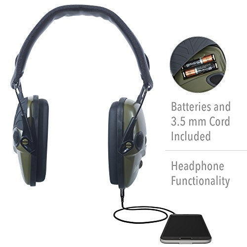 Howard Leight by Honeywell Impact Sport Sound Amplification Electronic Shooting Earmuff, Green HOWARD LEIGHT