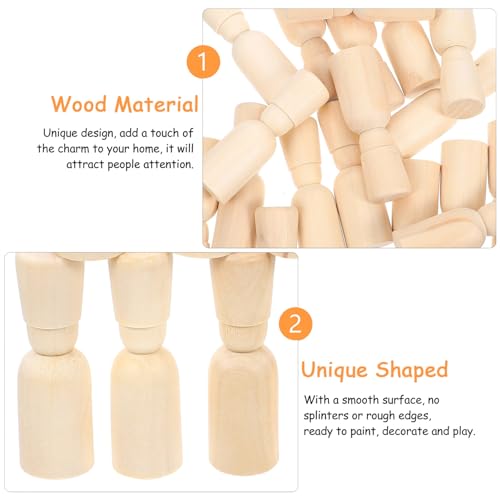 MAGICLULU 20pcs Wood Peg Doll Unfinished Wooden Dolls Blank Wooden Peg Dolls Natural Unpainted Wood Figures for Art Craft Painting DIY Projects MAGICLULU