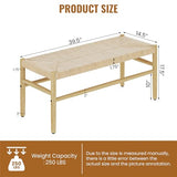 Recaceik Indoor Entryway Bench with Paper Cord Ottoman, Mid-Century Long Bench with Rubber Wood Legs, French Vanity End Bed Bench for Bedroom Living Recaceik
