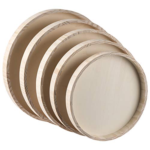 Wooden Round Trays for Serving - Five Piece Nested Breakfast Tray - Wood Crafts Trays for Organizing | Bathroom Tray - Food Trays for Party Buffet