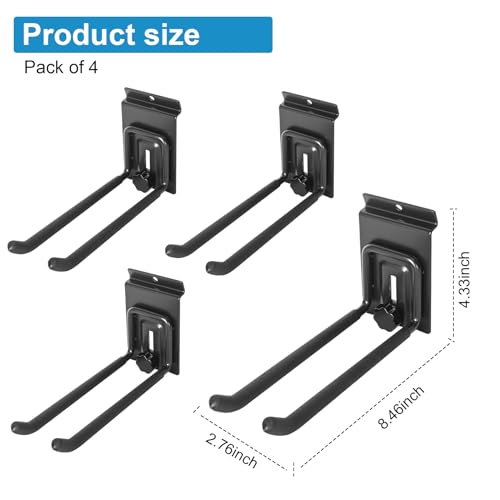 PYBTOOL 8 Inch Lockable Slatwall Hooks, Slatwall Accerrosires, Slat Wall Hanging Hooks with Lock Mechanism for Garage Storage and Professional Retail PYBTOOL