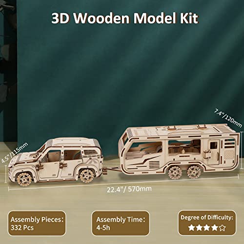 3D Wooden Puzzle for Adults, Trailer Mechanical Car 3D Jigsaw Puzzles, DIY Model Building Kit Handicraft Wood Craft Hobbies Toy, Birthday for - WoodArtSupply