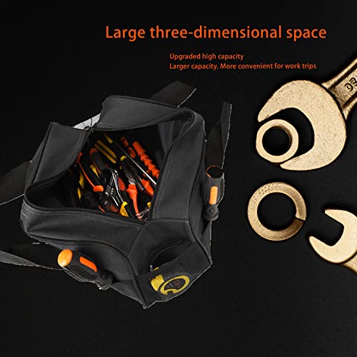 FASTECH 14 Inch Small Tool Bag,Wide Mouth Tool Tote Bag,Waterproof Tool Organizer Bag,Electricians Repairman Tools Tote Bag Double Fabric Storage Bag FASTECH
