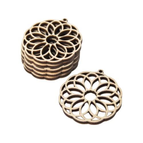 ALL SIZES BULK (12pc to 100pc) Unfinished Wood Wooden Laser Fancy Circle Flower Cutout Dangle Earring Jewelry Blanks Shape Crafts Made in Texas Texan Wood Crafts