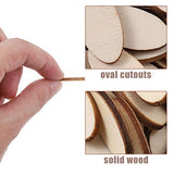 NUOBESTY 200pcs Unfinished Wood Oval Slices Natural Rustic Wooden Cutout Oval Wood Pieces Tag for DIY Craft Wedding Centerpiece Christmas NUOBESTY