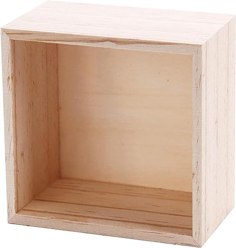 CALPALMY (12 Pack) 6" x 6" Unfinished Wooden Box Storage Organizer Small Wooden Boxs for Art Crafts Collectibles Home Venue Decor