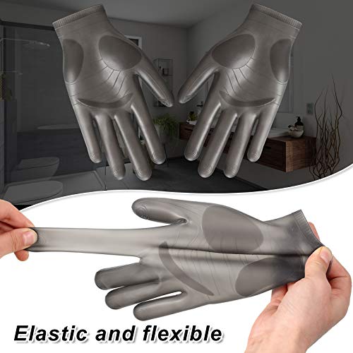 Patelai 2 Pairs Epoxy Gloves Silicone Gloves for Resin Reusable Safe Silicone Gloves for Crafts Jewelry Making Work DIY (Black, Blue) Patelai