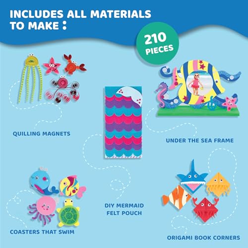 jackinthebox Under The Sea Themed Craft Kit | Includes Beautiful Felt Mermaid Sewing Kit | 6 Different Crafts-in-1 | Best Gift Girls Ages 6 to 10 jackinthebox