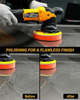 DEKOPRO Car Buffer Polisher, 6 Inch Dual Action Orbital Buffer Polisher, 6 Variable Speed 1800-5500OPM Random Polisher Kit with 4 Buffing Pads for DEKOPRO