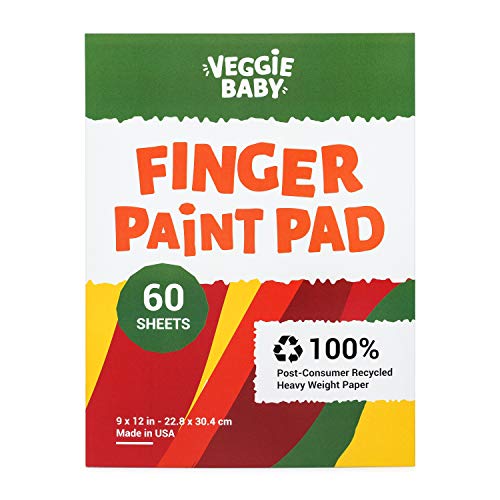 Veggie Baby Art Paper Pad for Finger Painting, Drawing and Coloring, 60 Sheets, Kid’s and Toddler’s Multimedia Paint Use, Unwaxed Heavy Stock for Veggie Baby