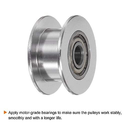 HARFINGTON 5pcs 2GT Idler Pulley 4mm Bore 18mm Dia. Aluminum Timing Belt Toothless for 6mm Width Belt 3D Printer CNC Machine Accessories, Silver Tone HARFINGTON