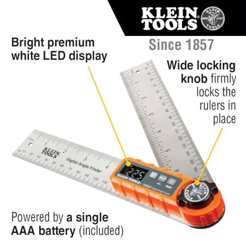Klein Tools 935DAF Digital Angle Finder, Precision Measurements, Miter Saw Protractor Angle Calculation and Portable Design Klein Tools