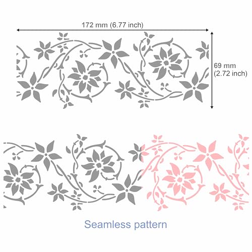 Aleks Melnyk No.257 Metal Stencil, Swirls, Ornaments, Flowers Vine, Patterns, Border, Small Stencil, 1 PC, Template for Wood Burning, Engraving, - WoodArtSupply