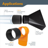 POWERTEC 70113 4-Inch Dust Collection Coupling for 4” OD Fittings and Adapters POWERTEC