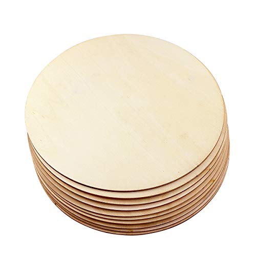 Newbested 10 Pack 8 Inch Unfinished Natural Wood Round Circle for DIY Crafts,Pyrography,Painting,Engraving,Home Decoration Newbested
