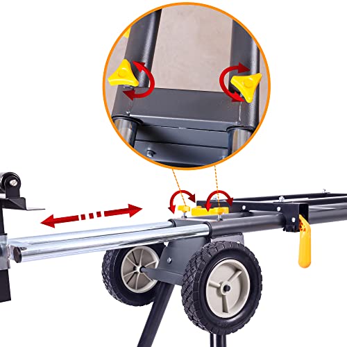 Deluxe Heavy Duty Rolling Miter Saw Stand with 8 in Wheels 330 Lbs Load Capacity Black and Grey Single Pack WK-MS029E-2 WORKESS