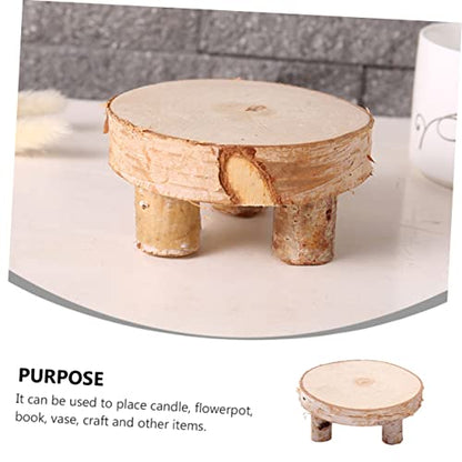 EXCEART 3 Pcs Solid Wood Ornaments Round Wood Cake Stand Cupcake Ornament Wood Tea Light Candle Holders Wood Flower Pot Holder Tiered Tray Wood Slice - WoodArtSupply