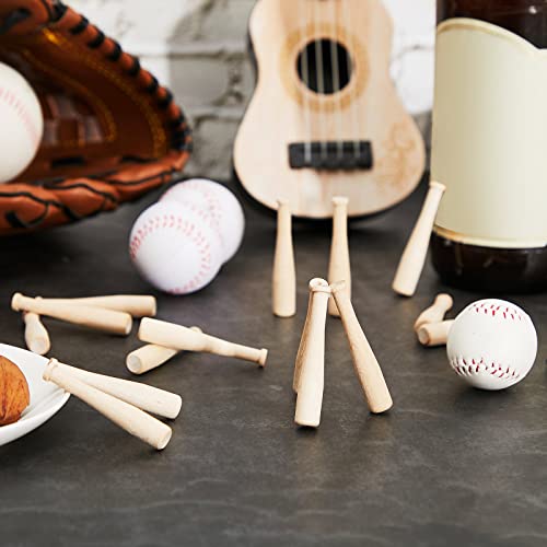 Wesiti 100 Pcs Mini Baseball Bat 2 Inch Unfinished Wooden Bats Unpainted Small Baseball Bats Miniature Bats for Painting Keychain Action Figures DIY Wesiti
