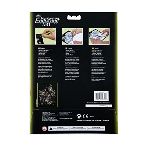 Royal and Langnickel Silver Engraving Art, Tabby Cat and Kittens Royal & Langnickel