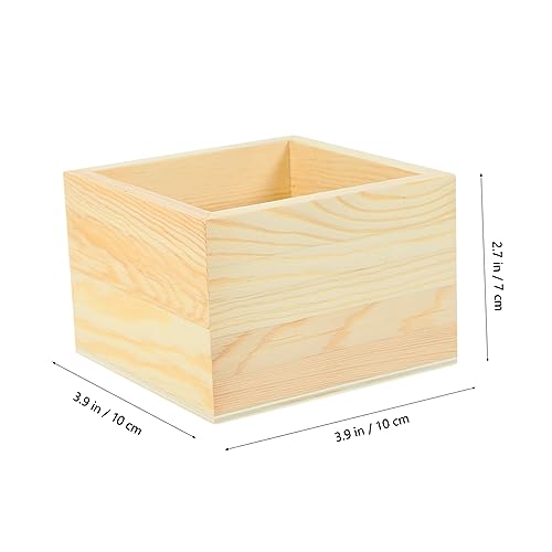 Zerodeko 2pcs Box Food Containers Craft Organizer Wood Crates Unfinished Small Wooden Crate Wooden Container Small Storage Containers Crates for