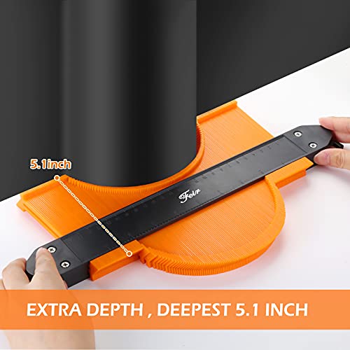 Contour Gauge Duplicator with Lock, Widen Shape Duplication Gauge Tool 5”& 10”, 2 Pack Master Outline Measuring Plastic Ruler for Corners, Feir