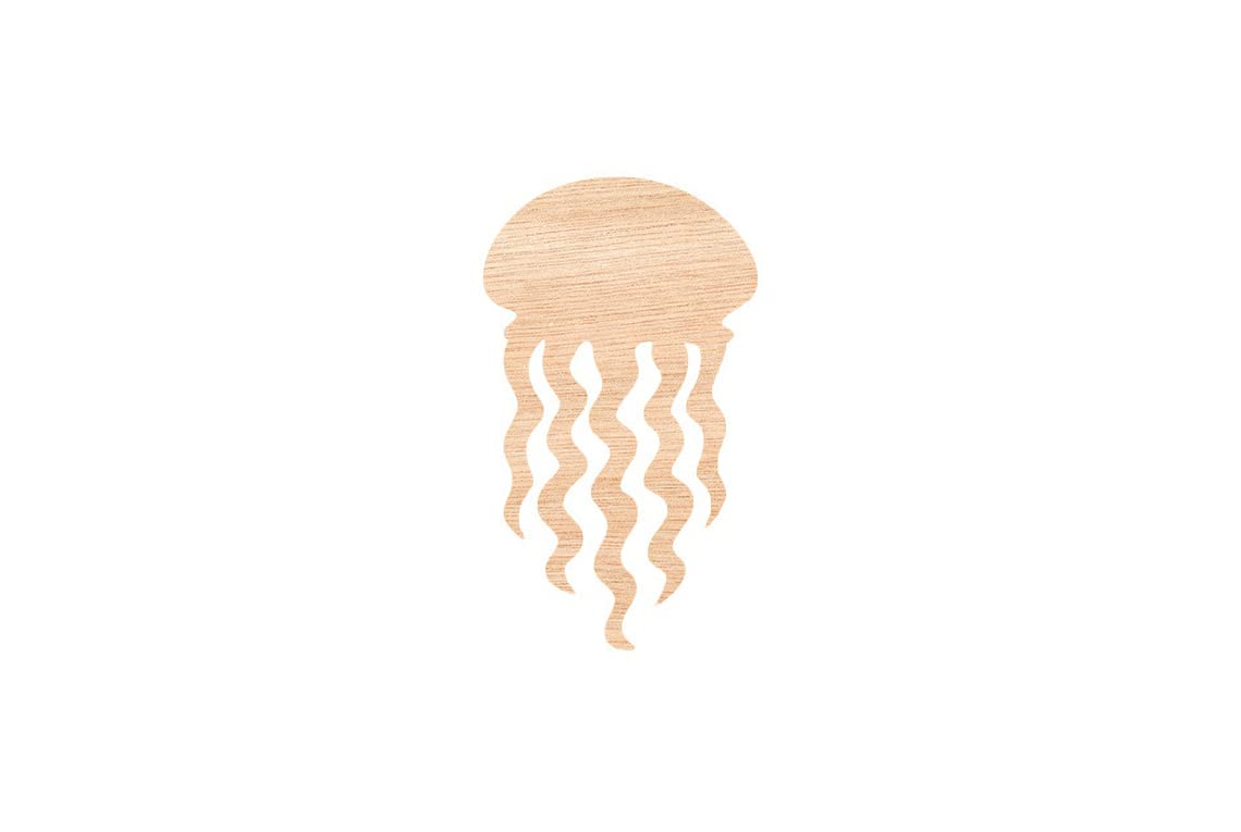 Unfinished Wood for Crafts - Wooden Jellyfish Shape - Ocean - Craft - Various Size, 1/4 Inch Thichness,1 Pcs - WoodArtSupply