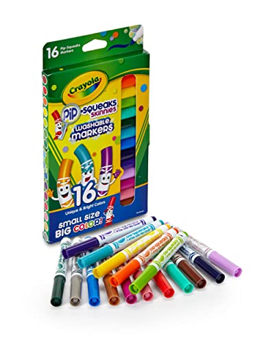 Crayola Washable Pip Squeaks Skinnies Markers, 16 Count, School Supplies, Gifts for Boys and Girls Crayola