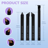 Gluwoer Indexable Lathe Turning Tool 1/2" Shank 14PCS Kit-4PCS Metal Lathe Tools Holder 10PCS DCMT21.51 Carbide Insert for Turning Boring Grooving Gluwoer