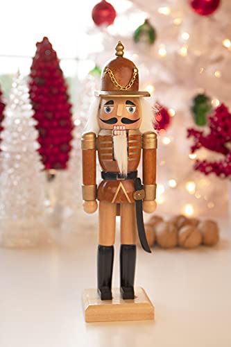 Clever Creations Brown Soldier 10 Inch Traditional Wooden Nutcracker, Festive Christmas Décor for Shelves and Tables