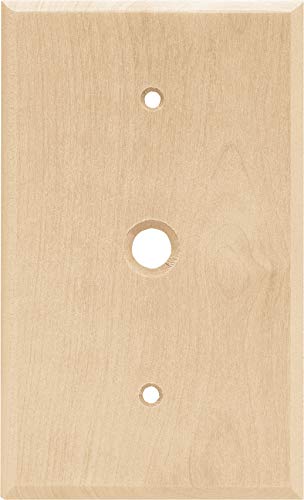 BRAINERD 64663 Wood Square Single Coaxial Wall Plate / Switch Plate / Cover, Unfinished Wood BRAINERD