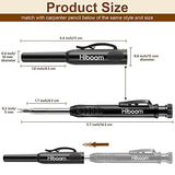 Hiboom 2 Pack Solid Carpenter Pencils with Pencil Cap and 18 Refills, Long Nose Deep Hole Mechanical Pencil Marker, Scribe Tool with Built-in Hiboom
