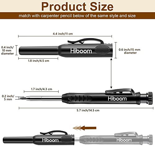 Hiboom 2 Pack Solid Carpenter Pencils with Pencil Cap and 18 Refills, Long Nose Deep Hole Mechanical Pencil Marker, Scribe Tool with Built-in - WoodArtSupply